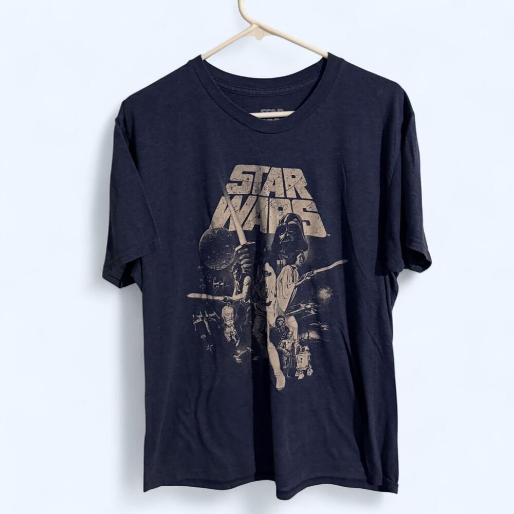 Mad Engine T-Shirt Men Large Gray Star Wars Classic Poster Graphic Tee Disney